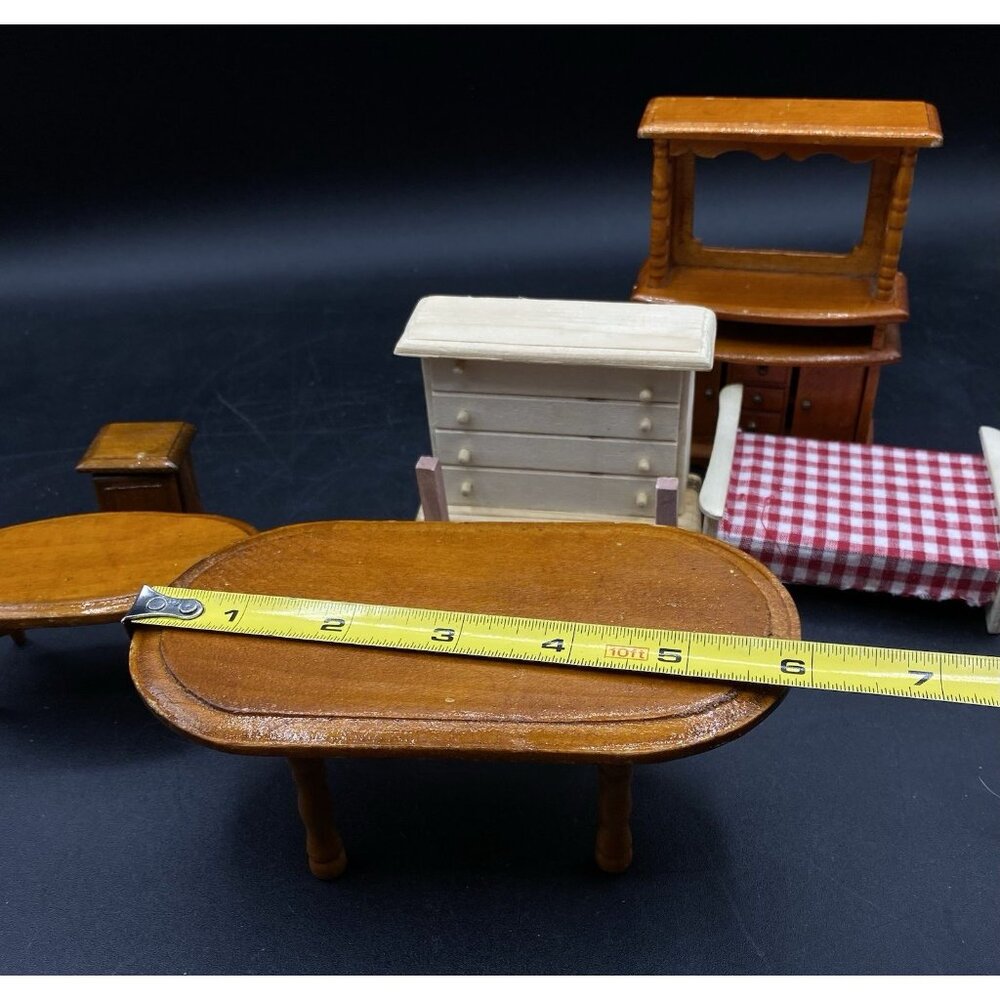 Lots 7 Miniature Dollhouse Bed Tables Buffet Dresser Nightstand ￼ - Picture 14 of 16